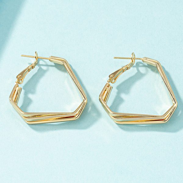 18K Gold-Plated Stacked Geometric Huggie Earrings Hot on Sale