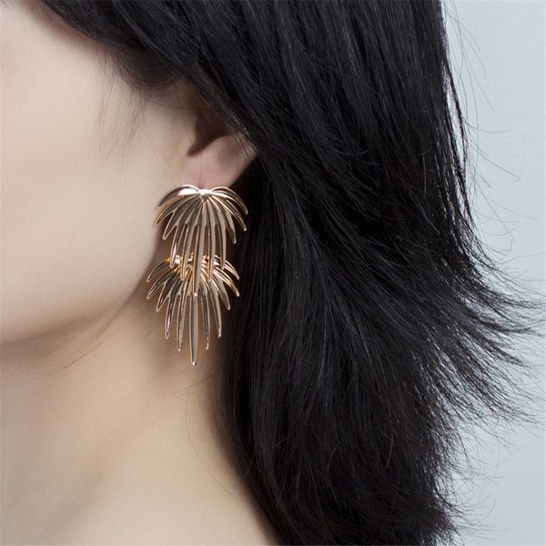 18K Gold-Plated Dual Coconut Tree Drop Earrings Fashion