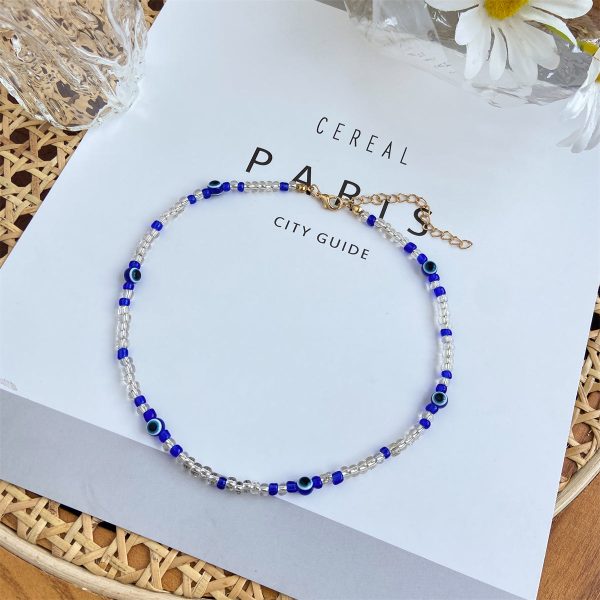 Blue Acrylic & 18K Gold-Plated Evil Eyes Beaded Choker Necklace Sale