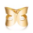 18K Gold-Plated Openwork Drop End Hinge Bangle Hot on Sale