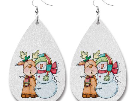 White Snowman & Reindeer Teardrop Earrings Sale