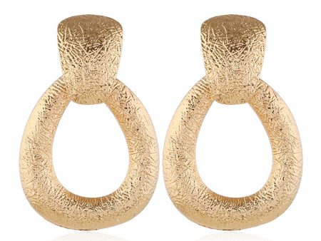 18K Gold-Plated Texture Drop Earrings For Sale