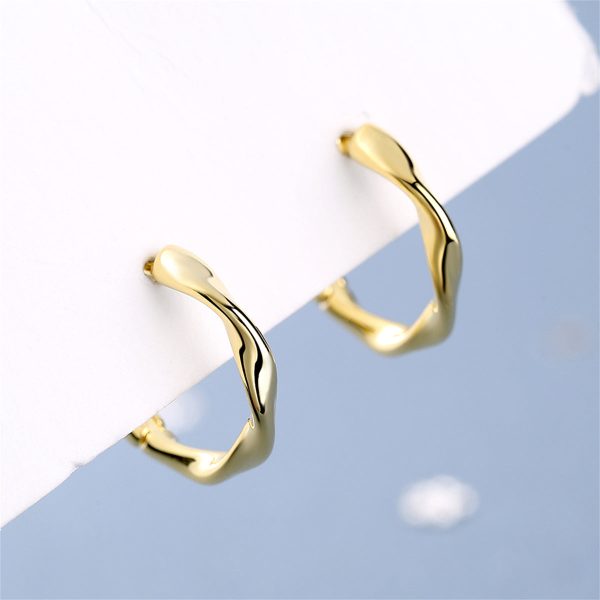 18K Gold-Plated Wave Huggie Earring Online Sale