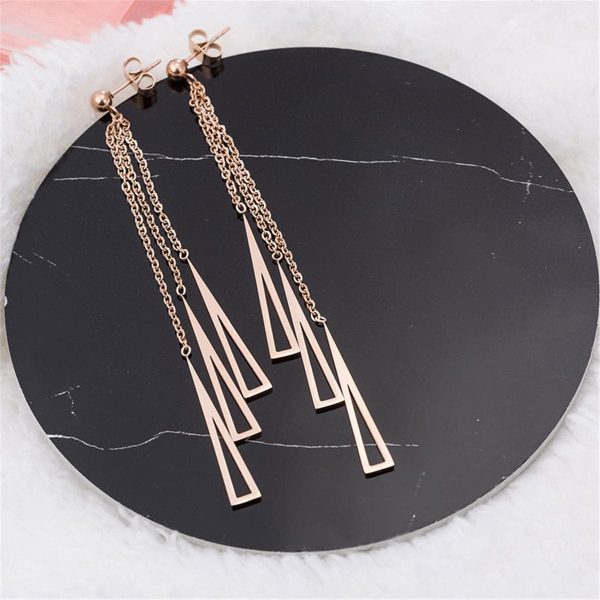 18K Rose Gold-Plated Openwork Tassel Drop Earrings Sale