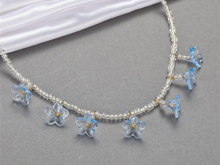 Blue Acrylic & 18K Gold-Plated Trumpet Flower Station Choker Online now