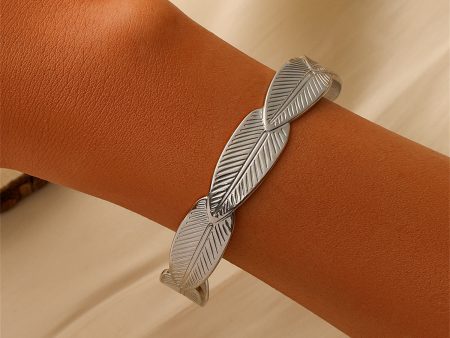 Silver-Plated Linked Feather Cuff Online Sale