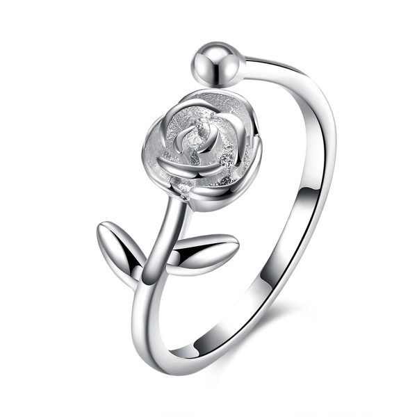 Sterling Silver Flower Adjustable Eternity Ring Online Hot Sale