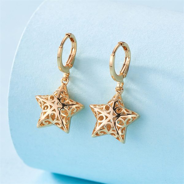 18K Gold-Plated Filigree Star Huggie Earrings Supply