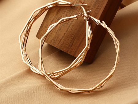 18K Gold-Plated Polygon Layered Hoop Earrings For Cheap