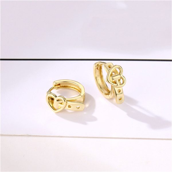 18K Gold-Plated Heart Belt Huggie Earrings Hot on Sale