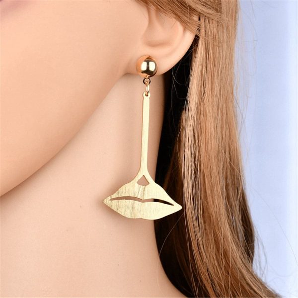 18K Gold-Plated Lips Drop Earrings Online Sale