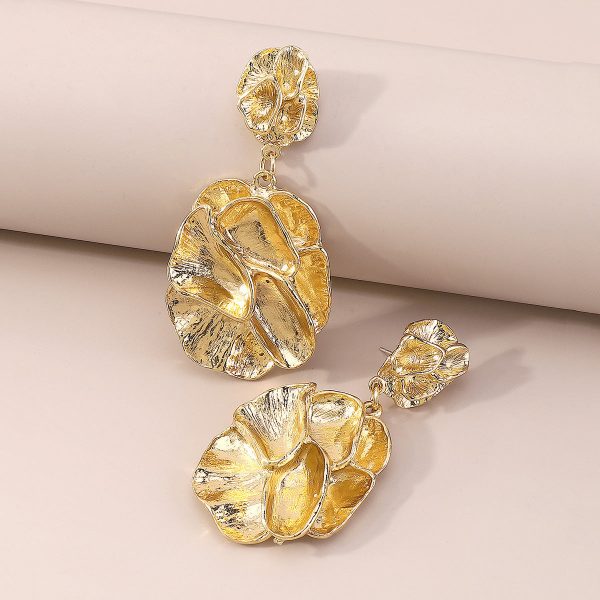 18K Gold-Plated Flower Blossom Drop Earrings on Sale