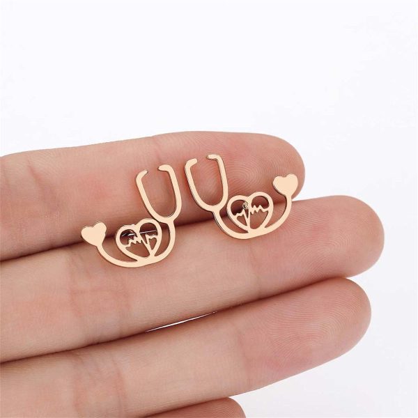 18K Gold-Plated Stethoscope Stud Earrings Online Hot Sale