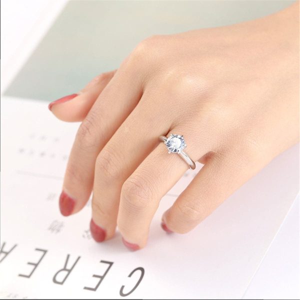 White Crystal & Silver-Plated Cocktail Ring Sale