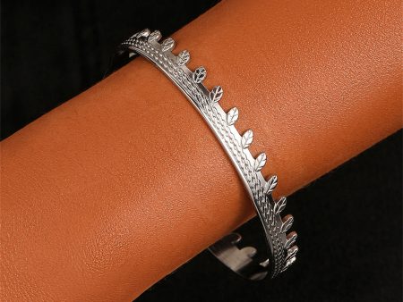 Stainless Steel Leaves Twine Cuff Online Hot Sale