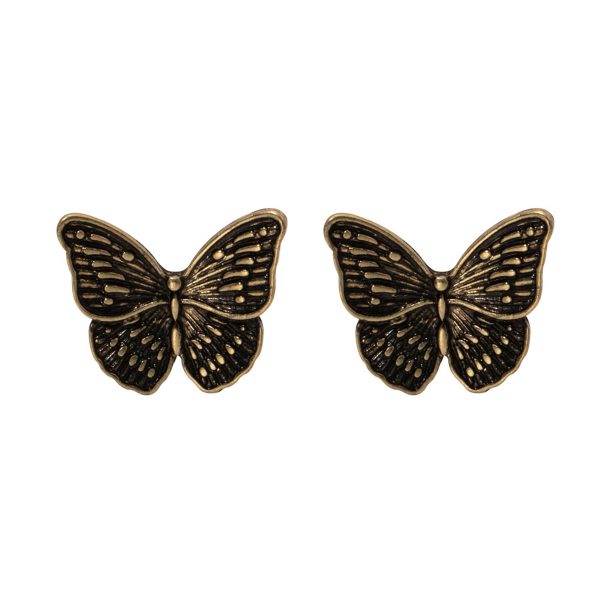 18K Gold-Plated Oxidized Butterfly Stud Earring Supply