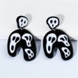 Black Acrylic & Silver-Plated Ghost Drop Earrings For Discount