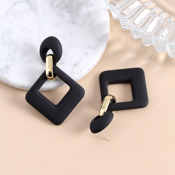 Black Enamel & 18K Gold-Plated Open Rhombus Drop Earrings Online Sale