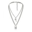 Silver-Plated Lock & Key Layered Pendant Necklace For Discount