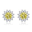 Yellow Crystal & Cubic Zirconia Silver-Plated Flower Stud Earrings Supply