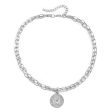 Silver-Plated Two-Chain Coin Pendant Necklace For Discount