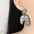 Black Acrylic & Silver-Plated Ghost Drop Earrings For Discount