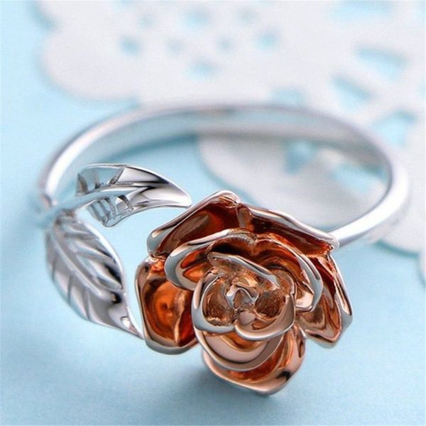 Two-Tone Flower Bypass Ring Sale