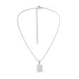 Silver-Plated Checkerboard Rectangle Pendant Necklace Sale