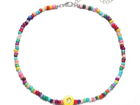 Yellow & Howlite Multicolor Smiley Beaded Choker Necklace on Sale