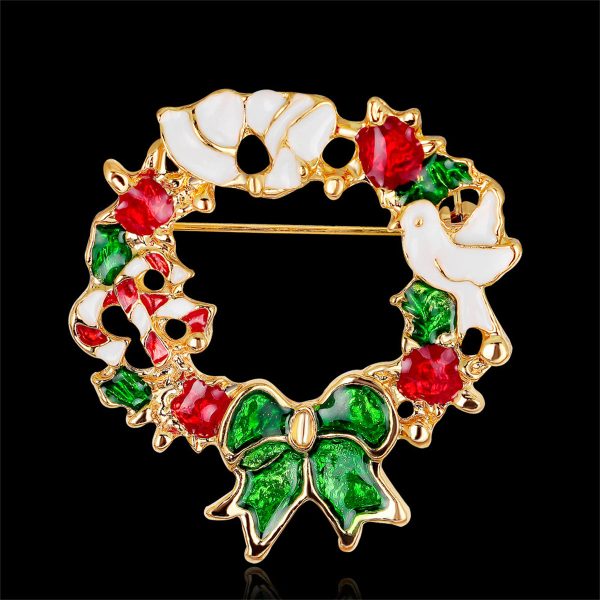 Multicolor Enamel & 18K Gold-Plated Bird & Bow Circle Brooch Sale