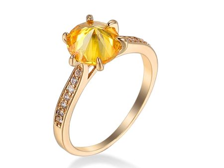 Yellow Crystal & Gold-Plated Ring Cheap