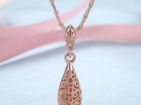 18K Rose Gold-Plated Filigree Teardrop Pendant Necklace Sale