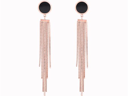 Black Acrylic & 18K Rose Gold-Plated Round Tassel Drop Earrings Online Sale