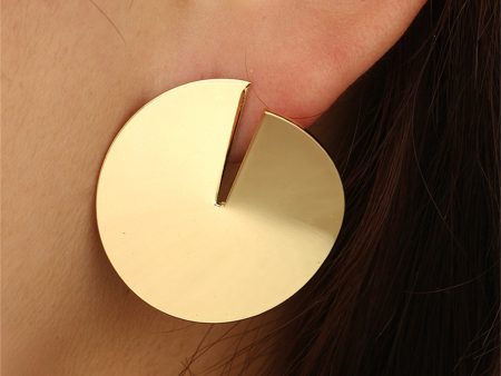 18K Gold-Plated Slit Round Stud Earrings Supply