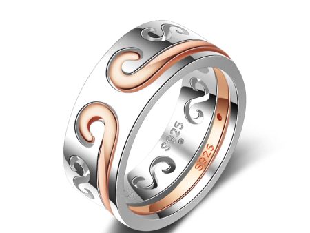 Silver-Plated & 18K Rose Gold-Plated Swirl Band Ring Set Sale