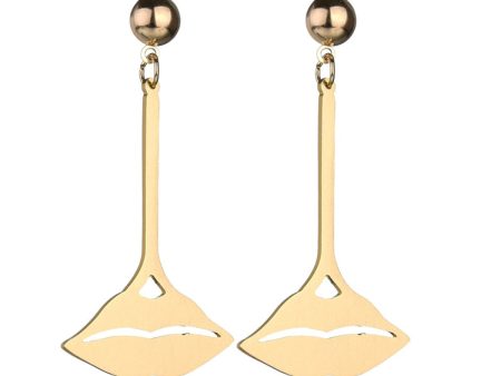 18K Gold-Plated Lips Drop Earrings Online Sale