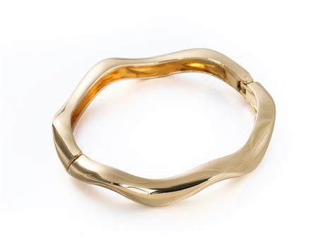 18K Gold-Plated Wave Hinge Bangle Online Hot Sale