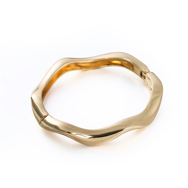 18K Gold-Plated Wave Hinge Bangle Online Hot Sale