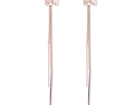 18K Rose Gold-Plated Frosted Butterfly Tassel Ear Jackets Sale