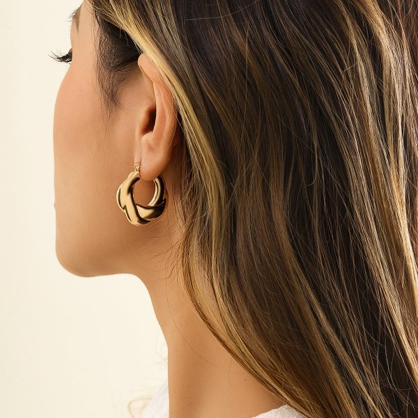 18K Gold-Plated Twist-Accent Huggie Earrings Online Sale