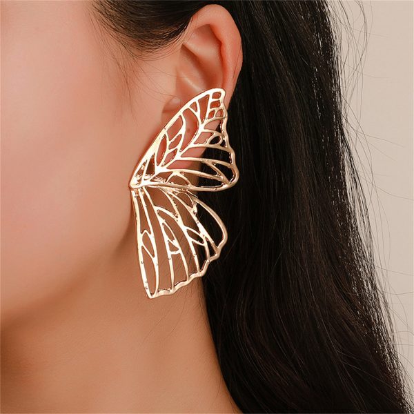 18K Gold-Plated Openwork Butterfly Wing Stud Earrings Online Hot Sale