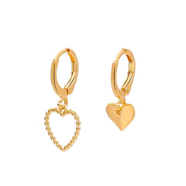 18K Gold-Plated Heart Mismatched Huggie Earrings Cheap