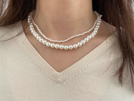 Silver-Plated & Pearl Layered Necklace Supply