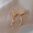 White Enamel & Cubic Zirconia 18K Gold-Plated Floral Drop Earrings Discount