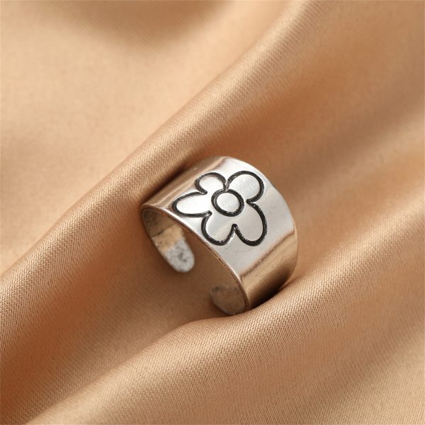 Silver-Plated Flower Open Band Ring Online Sale