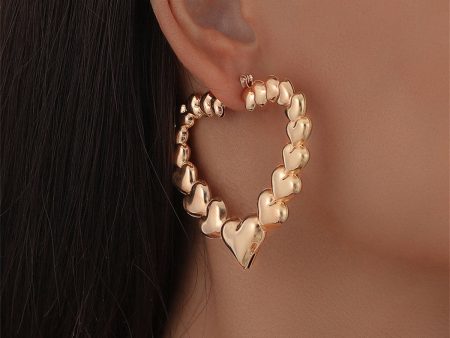 18K Gold-Plated Hearts Hoop Earrings For Discount