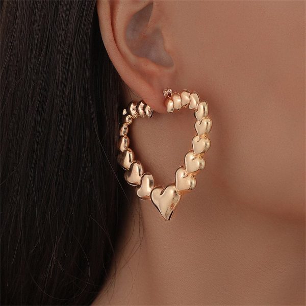 18K Gold-Plated Hearts Hoop Earrings For Discount