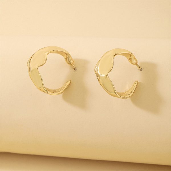 18K Gold-Plated Irregular Half-Hoop Huggie Earrings For Discount