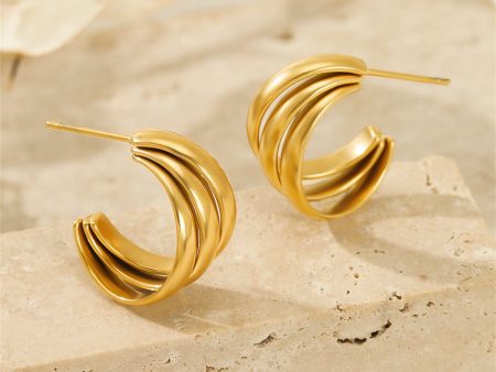 18K Gold-Plated Stacked Hoop Huggie Earrings on Sale