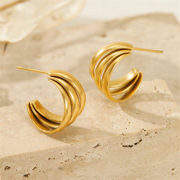 18K Gold-Plated Stacked Hoop Huggie Earrings on Sale